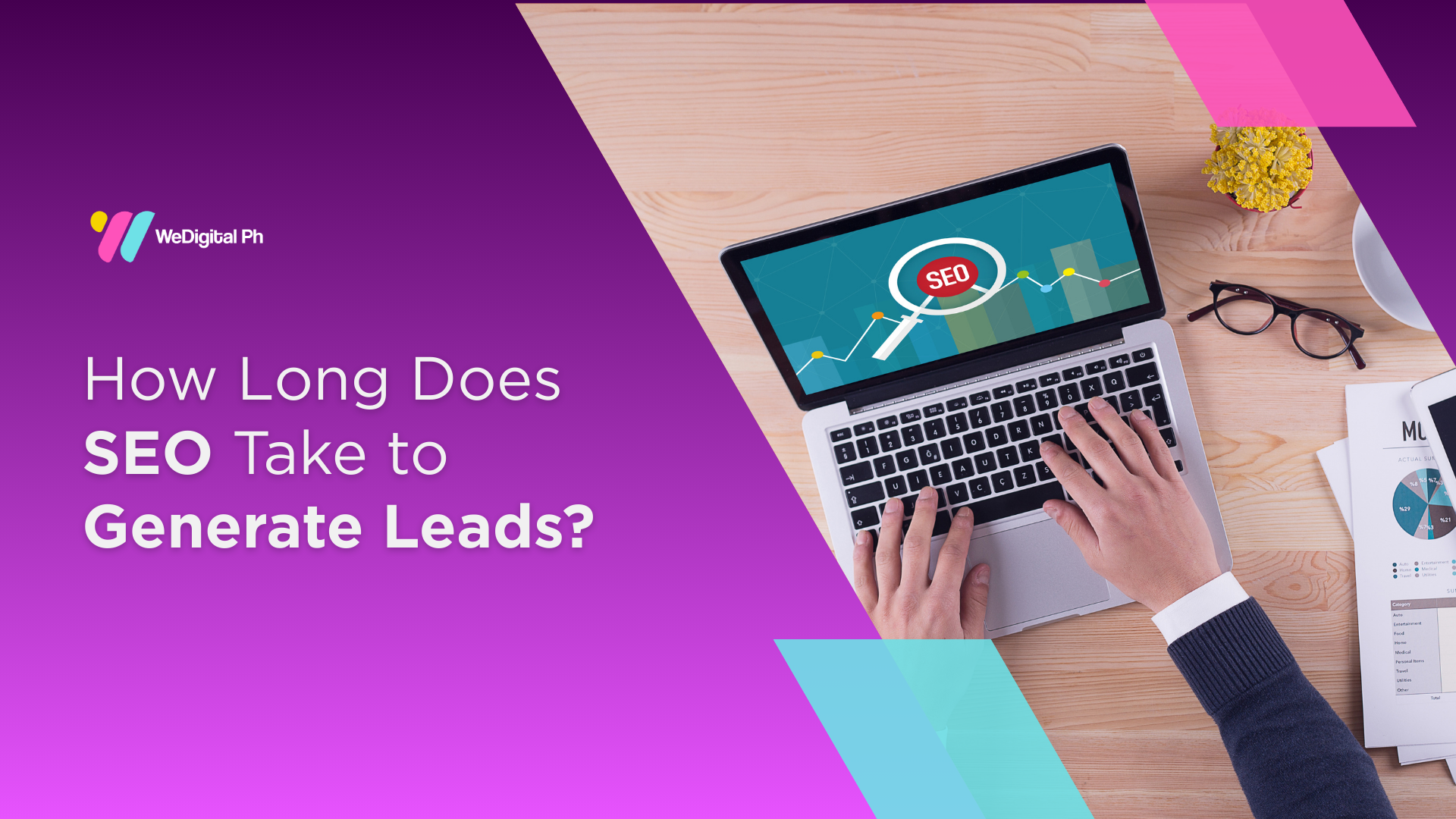 Person working on a laptop displaying SEO analytics and growth charts, illustrating how long SEO takes to generate leads for businesses.