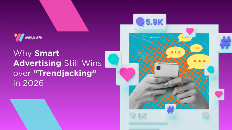 Social media marketing illustration showing smartphone engagement, hashtags, and online interactions highlighting smart advertising strategies in 2026.